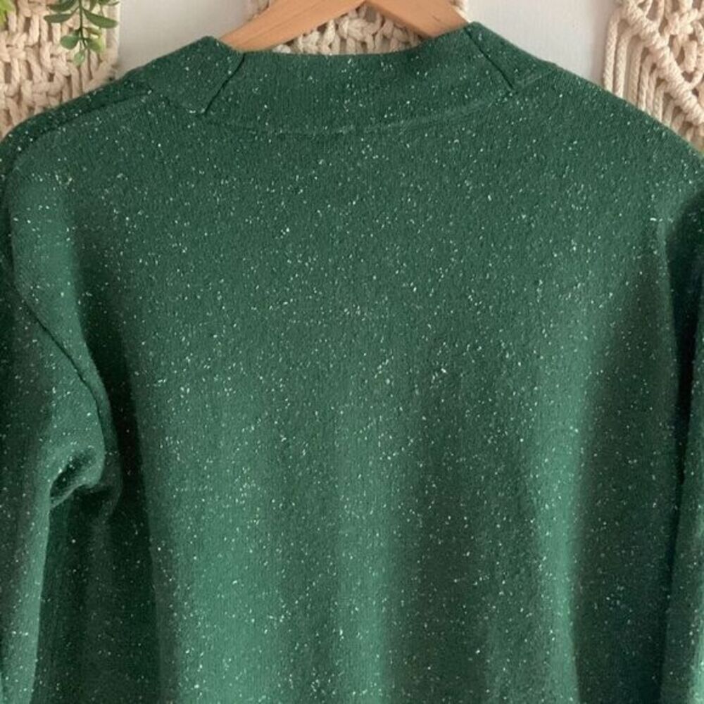 J. JILL Green Speckled Angora Blend Button Cardigan Sweater Size Medium - Picture 9 of 11